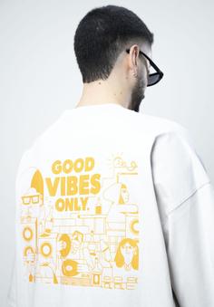 تیشرت مدل GOOD VIBES طوسی روشن برند دارسی | DARC