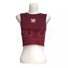 کراپ تاپ بدون آستین کبریتی طرح آدیداس (Adidas) -زرشکی