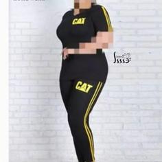 ست تی شرت شلوار اسپرت نواردار cat