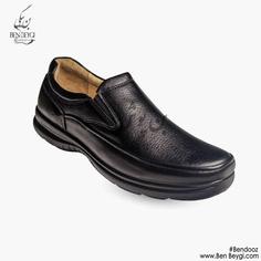 کفش چرم مردانه بدون بند مشکی جنس زیره پی یو مدل اداری کد AB-16973