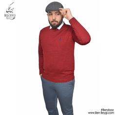 بافت یقه گرد مردانه رنگ قرمز آستین بلند کد MA-21680