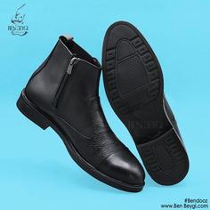 کفش مردانه اداری جنس چرمی مدل نیم بوت زیپی، کشی زیره پی یو (زیره طبی) کد GH-23289