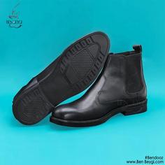 کفش مردانه جنس چرمی مدل نیم بوت دوطرف کش جنس کفی طبی (زیره طبی) کد GH-23195