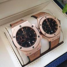 ساعت مچی ست مردانه و زنانه هابلوت بند رابر روکش چرم HUBLOT 