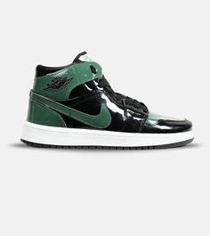 کفش کتانی ساقدار مردانه و زنانه مشکی سبز ورنی NIKE jordan 1 مدل 6559