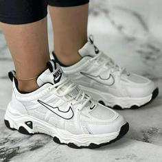 کتونی نایک لژدار سفید و مشکی زنانه دخترانه کفش ونس اسپرت اسپورت نایکی NIKE لژ دار شیک رانینگ ورزشی طبی راحتی  راحت شصتشش