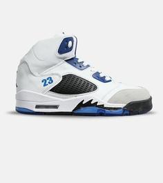 کتانی ساقدار زنانه و مردانه سفید مشکی آبی Nike air jordan 5 مدل 6478