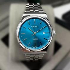 ساعت مچی مردانه کاسیوCASIO وینتیج صفحه آبی بند استیل رنگ ثابت کد2463