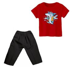 ست تی شرت و شلوارک پسرانه مدل کوسه کد ۵ رنگ قرمز