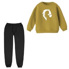 ست سویشرت و شلوار مدل  دختر و اسب کد۱ رنگ نسکافه ای