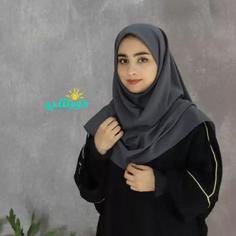 مقنعه ساده کرپ طوسی قد 90