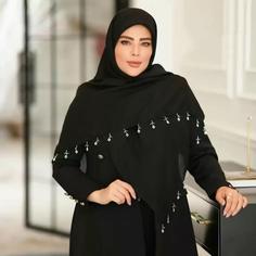 روسری کرپ نخی گل آویز