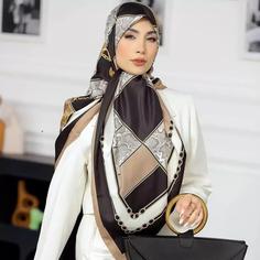 روسری ساتن ابریشم،ابریشم توییل ایرانی،طرح پوست ماری زنجیره،مجلسی و شیک،عیدانه و چهارفصل 