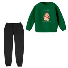 ست سویشرت و شلوار مدل خرس کریسمس کد 2 رنگ سبز