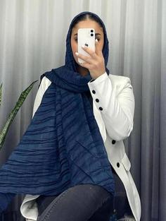 شال بهاره سورمه ای ساده پلیسه 107212