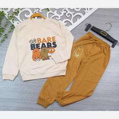 بلوز شلوار ست پسرانه ست بچگانه بلوز شلوار اسپرت مدل مغز فندقی شکلاتی سایزبندی 35 40 45 50 دورس پسرانه