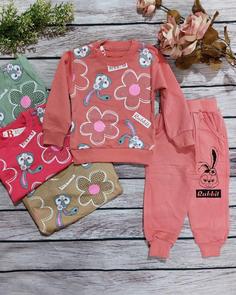 بلوز و شلوار دخترانه خرگوش و گل نگین دار