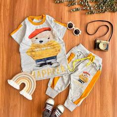  ست تیشرت شلوارک تدی ملانژ دخترانه و پسرانه