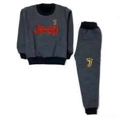 ست بلوز و شلوار پسرانه ملانژ پنبه ضخیم طرح jeep رنگ ذغالی سایز 45 مناسب پاییز و زمستان کیفیت عالی شلوار جیب دار 