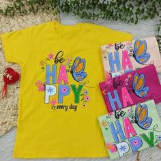 تیشرت تک دخترانه طرح happy