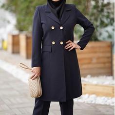 مانتو اداری فیونا چهار دکمه طلایی - سورمه ای