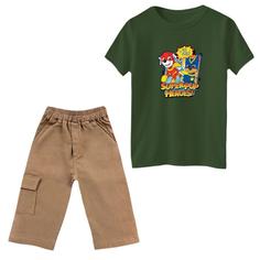 ست تی‌شرت و شلوارک پسرانه مدل سگ های نگهبان کد 02 رنگ یشمی