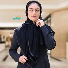 مقنعه پروانه ای حریر ساده مشکی کد 2033
