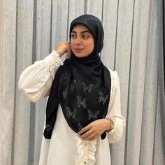 روسری نگین پروانه دودی کپرا ، اندازه 130 
