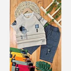 تیشرت شلوارک پسرانه پنبه سایز 55 60 ست بیرونی لباس بچگانه شلوارک طرح لی