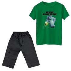 ست تی‌شرت و شلوارک پسرانه مدل کارخانه هیولاها رنگ سبز