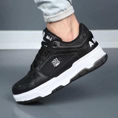 کتونی امیری مردانه مشکی با زیره سفید، مناسب برای دانشگاه و استفاده روزمره