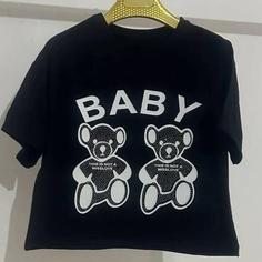 کراپ نگین دار  دخترانه طرح خرس تدی BABY