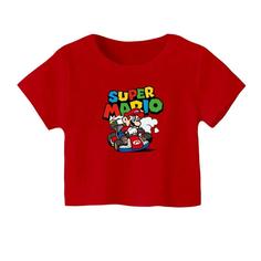 کراپ تیشرت آستین کوتاه زنانه مدل ماریو کد 5 رنگ قرمز