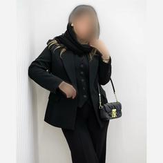 کت و شلوار و جلیقه زنانه ست رسمی قد قابل تغییر پارچه کرپ کنزو و کرپ باربی