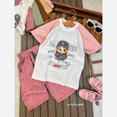 تیشرت شلوارک دختر سرمایی  جنس تیشرت(نخ پنبه)-شلوارک(کتان)  1تا8سال 