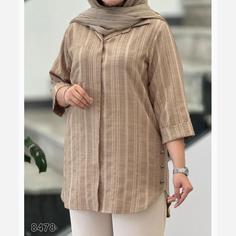 مانتو شومیز دکمه مخفی آستین سه ربع 8478