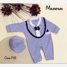 لباس نوزادی و سیسمونی کلاه و سرهمی سایز2و3 طرح مستر 