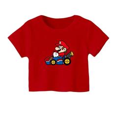 کراپ تیشرت آستین کوتاه زنانه مدل ماریو کد 4 رنگ قرمز