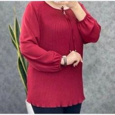 شومیز کرپ حریر جلو پلیسه با تنوع رنگ تا سایز 50