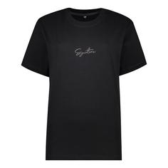 تی شرت آستین کوتاه زنانه مدل سیگنچر رنگ مشکی