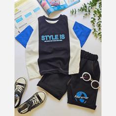 ست STYLE IS تیشرت شلوارک کتان پسرانه باکیفیت سایز40و45