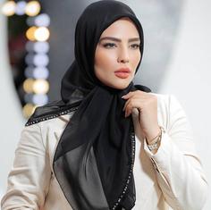 روسری مجلسی مشکی دور پولکی