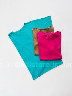 تیشرت زنانه نخ پنبه لانگ یقه گرد ساده