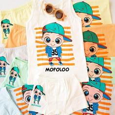 ست تاپ و شورت پادار پسرانه نخی موپولو طرح پسرک - کد 601