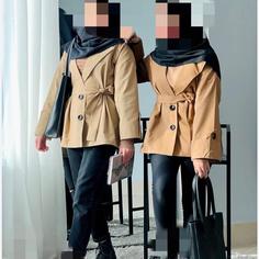 ترنچ کت بارونی کوتاه زنانه دخترانه مزونی 