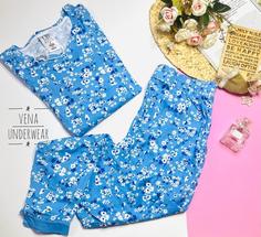 ست بلوز شلوار نخی زنانه مدل گلدار برند up 2 fashion