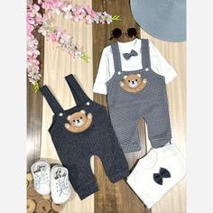 بیلر نوزادی بلوز دو تیکه تدی پاپیون دار