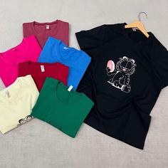 تیشرت زنانه نخی طرح گارفیلد ، فری سایز 42-36 ، سوپرپنبه