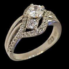 انگشتر نقره زنانه مدل سنگ برلیان اتمی کد 74