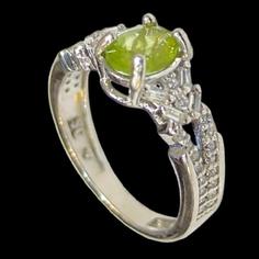 انگشتر نقره زبرجد زنانه مدل سنگ آفریقایی آبکاری رادیوم کد 3155